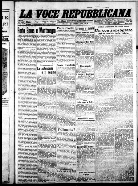 La voce repubblicana : quotidiano del Partito repubblicano italiano