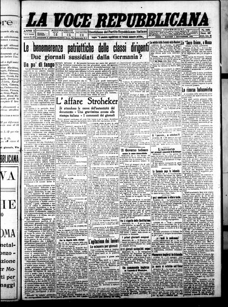 La voce repubblicana : quotidiano del Partito repubblicano italiano