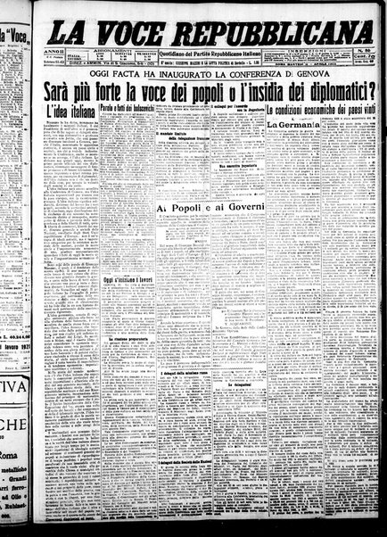 La voce repubblicana : quotidiano del Partito repubblicano italiano