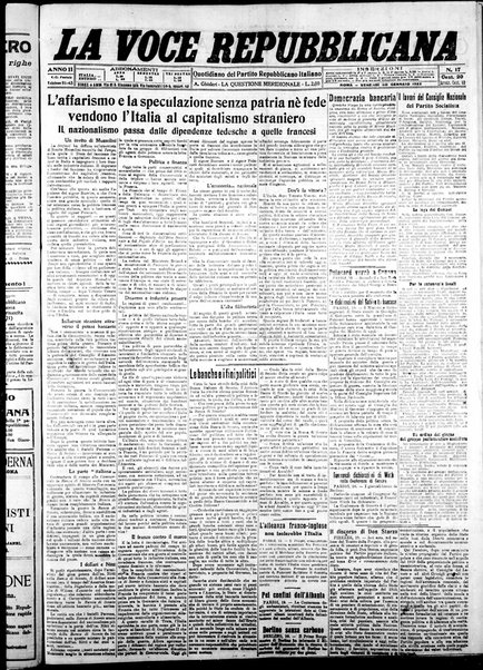 La voce repubblicana : quotidiano del Partito repubblicano italiano