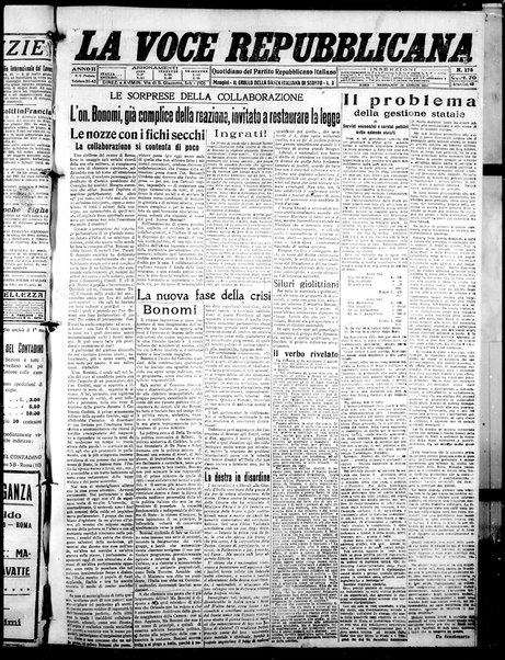 La voce repubblicana : quotidiano del Partito repubblicano italiano