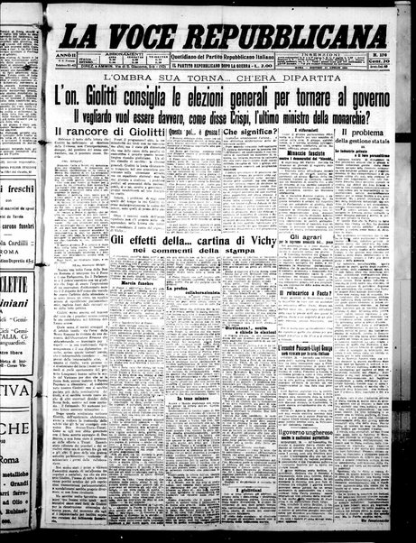 La voce repubblicana : quotidiano del Partito repubblicano italiano