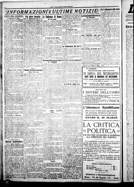 La voce repubblicana : quotidiano del Partito repubblicano italiano