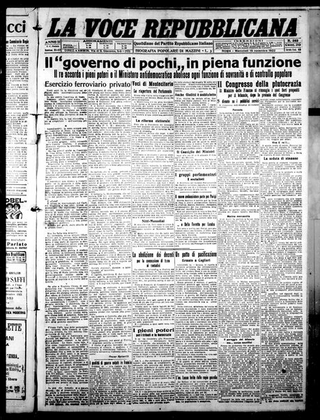 La voce repubblicana : quotidiano del Partito repubblicano italiano