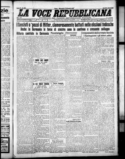 La voce repubblicana : quotidiano del Partito repubblicano italiano