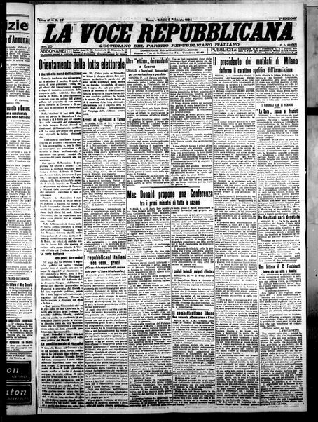 La voce repubblicana : quotidiano del Partito repubblicano italiano