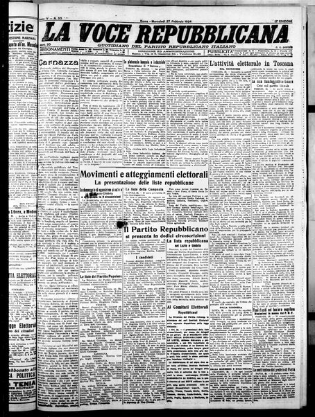 La voce repubblicana : quotidiano del Partito repubblicano italiano