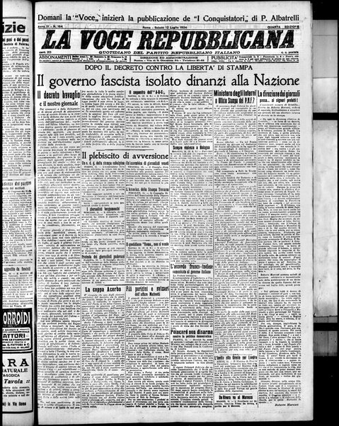 La voce repubblicana : quotidiano del Partito repubblicano italiano