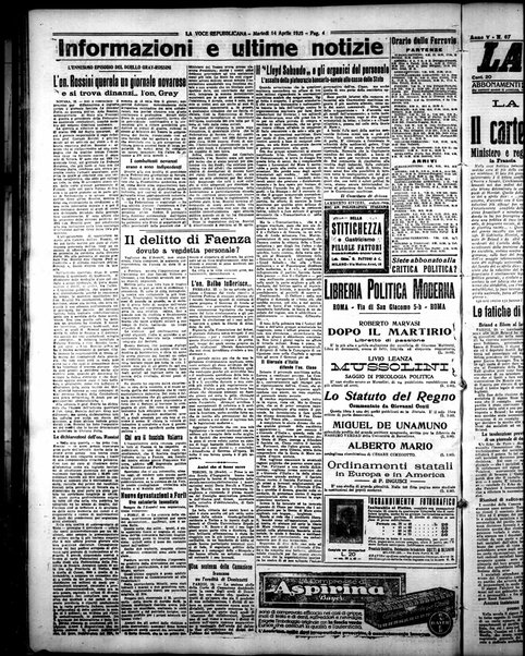 La voce repubblicana : quotidiano del Partito repubblicano italiano