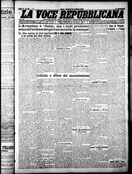 La voce repubblicana : quotidiano del Partito repubblicano italiano