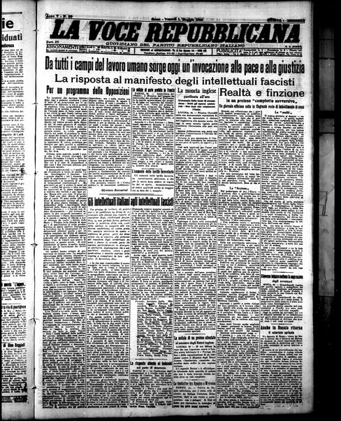 La voce repubblicana : quotidiano del Partito repubblicano italiano