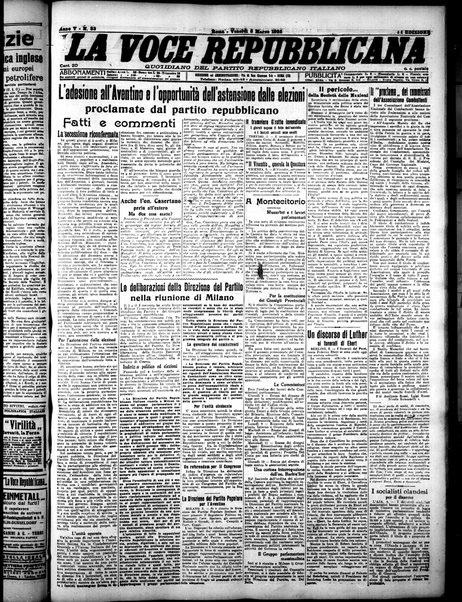 La voce repubblicana : quotidiano del Partito repubblicano italiano