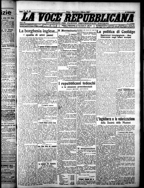 La voce repubblicana : quotidiano del Partito repubblicano italiano