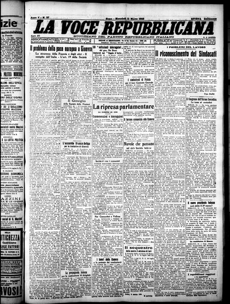 La voce repubblicana : quotidiano del Partito repubblicano italiano