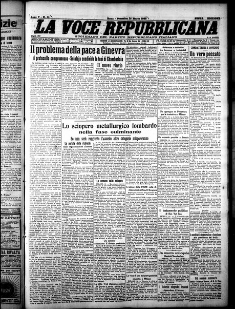 La voce repubblicana : quotidiano del Partito repubblicano italiano