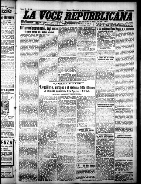 La voce repubblicana : quotidiano del Partito repubblicano italiano