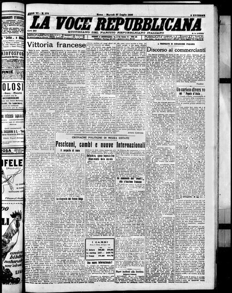 La voce repubblicana : quotidiano del Partito repubblicano italiano