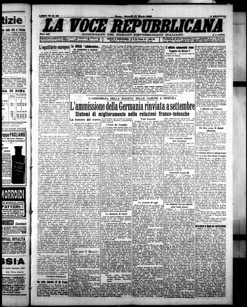 La voce repubblicana : quotidiano del Partito repubblicano italiano