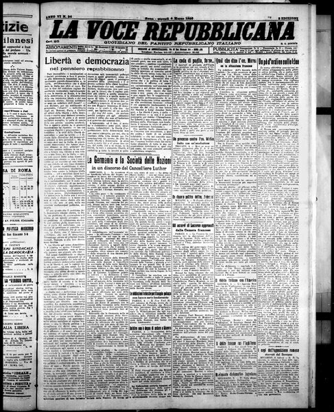 La voce repubblicana : quotidiano del Partito repubblicano italiano