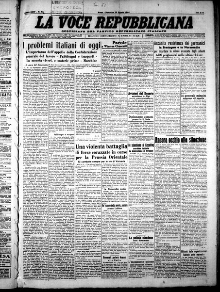 La voce repubblicana : quotidiano del Partito repubblicano italiano