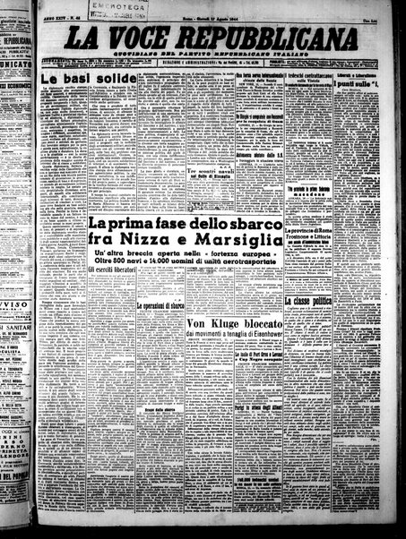 La voce repubblicana : quotidiano del Partito repubblicano italiano