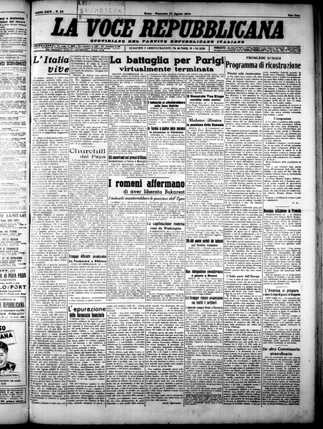 La voce repubblicana : quotidiano del Partito repubblicano italiano