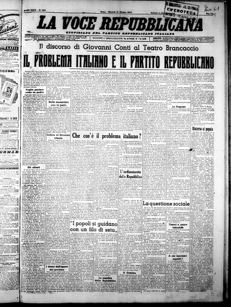 La voce repubblicana : quotidiano del Partito repubblicano italiano