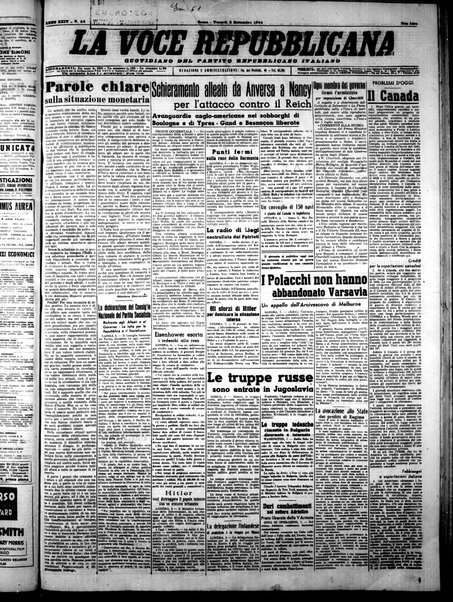 La voce repubblicana : quotidiano del Partito repubblicano italiano