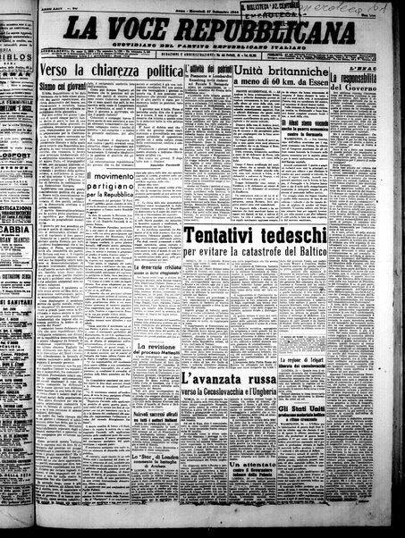 La voce repubblicana : quotidiano del Partito repubblicano italiano