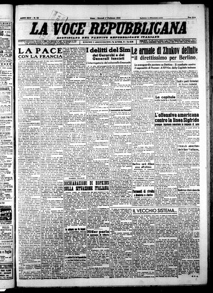 La voce repubblicana : quotidiano del Partito repubblicano italiano