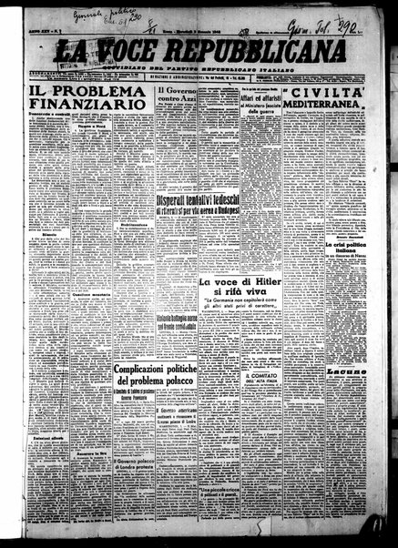 La voce repubblicana : quotidiano del Partito repubblicano italiano