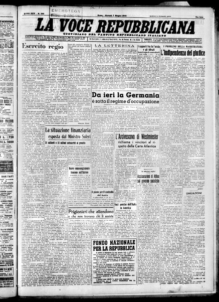 La voce repubblicana : quotidiano del Partito repubblicano italiano