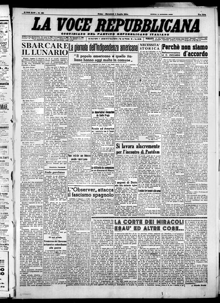 La voce repubblicana : quotidiano del Partito repubblicano italiano