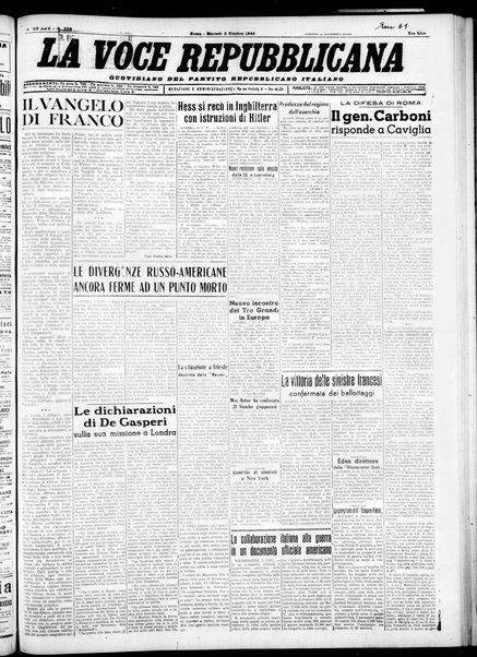 La voce repubblicana : quotidiano del Partito repubblicano italiano