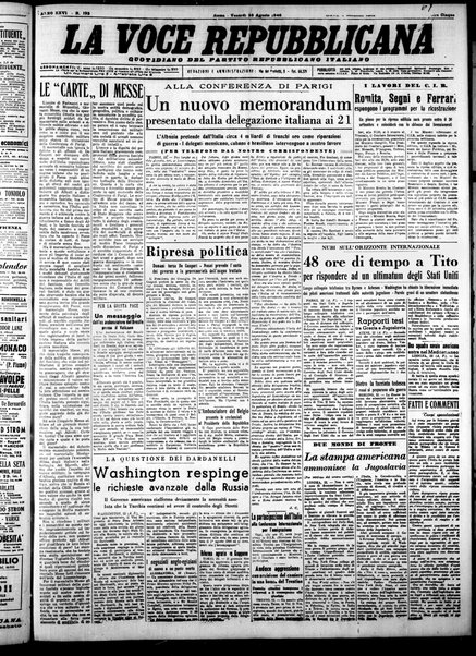 La voce repubblicana : quotidiano del Partito repubblicano italiano