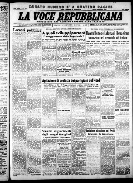 La voce repubblicana : quotidiano del Partito repubblicano italiano