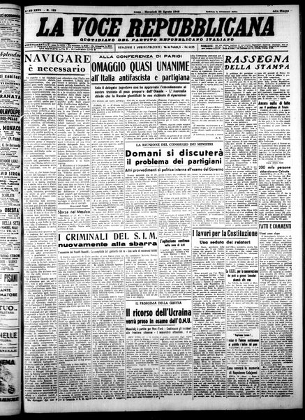 La voce repubblicana : quotidiano del Partito repubblicano italiano