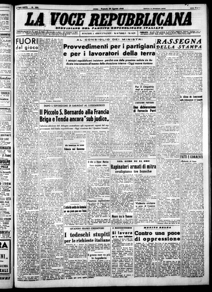 La voce repubblicana : quotidiano del Partito repubblicano italiano