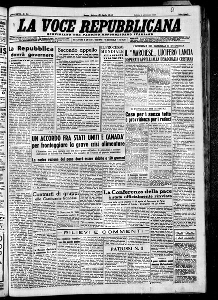 La voce repubblicana : quotidiano del Partito repubblicano italiano