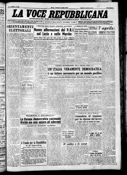 La voce repubblicana : quotidiano del Partito repubblicano italiano