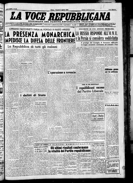 La voce repubblicana : quotidiano del Partito repubblicano italiano