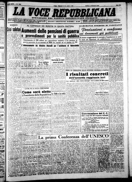 La voce repubblicana : quotidiano del Partito repubblicano italiano