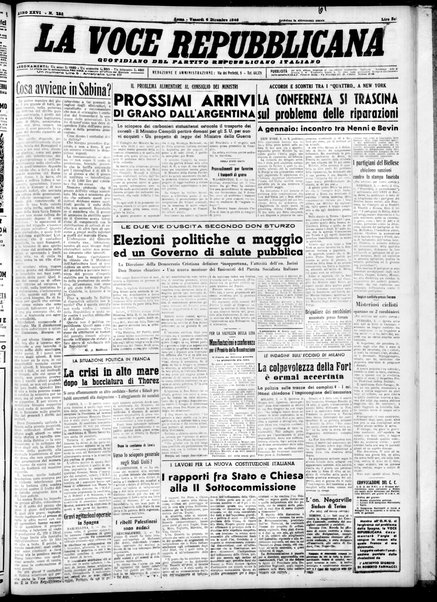 La voce repubblicana : quotidiano del Partito repubblicano italiano