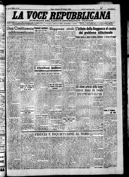 La voce repubblicana : quotidiano del Partito repubblicano italiano