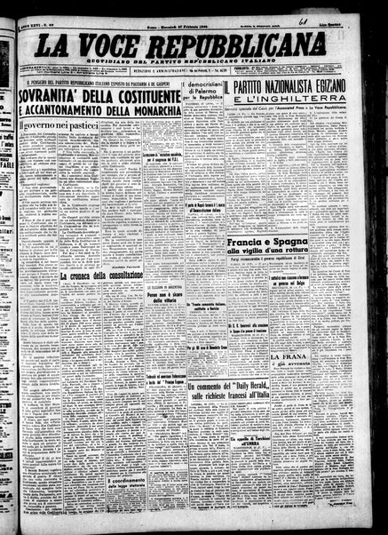 La voce repubblicana : quotidiano del Partito repubblicano italiano