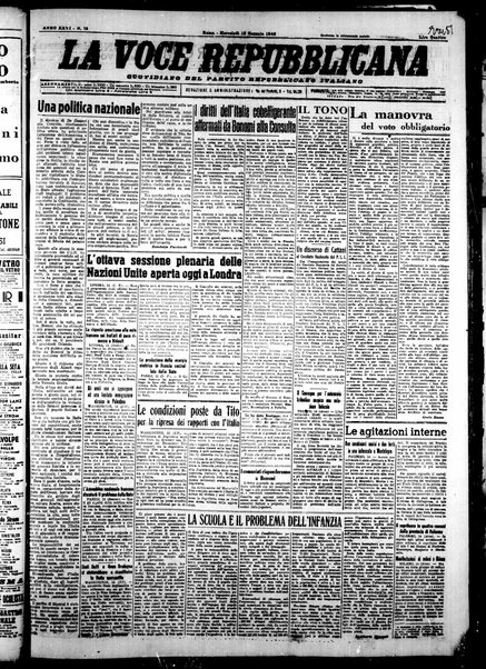 La voce repubblicana : quotidiano del Partito repubblicano italiano