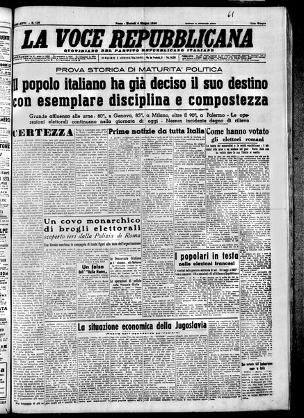 La voce repubblicana : quotidiano del Partito repubblicano italiano