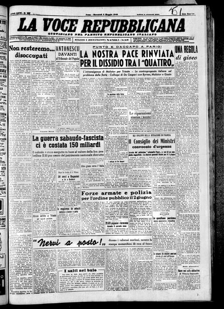 La voce repubblicana : quotidiano del Partito repubblicano italiano