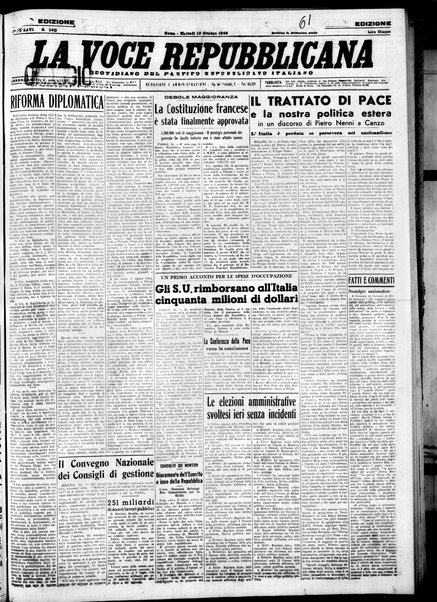 La voce repubblicana : quotidiano del Partito repubblicano italiano