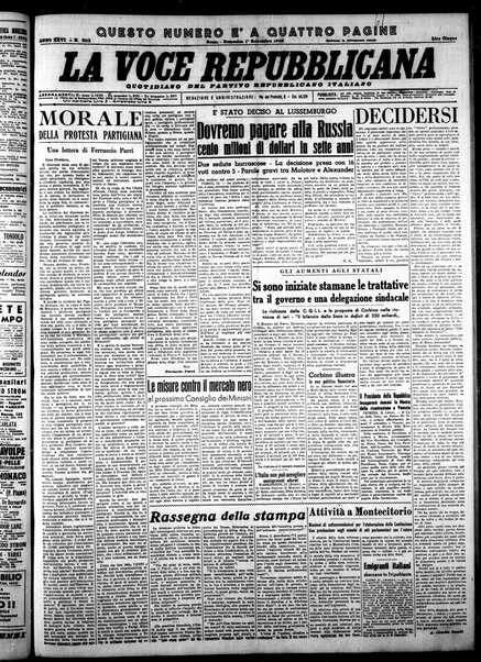 La voce repubblicana : quotidiano del Partito repubblicano italiano